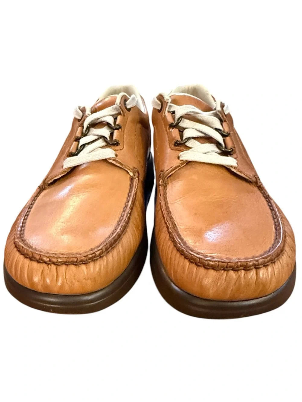 SAS Bout Time Leather Comfort Shoes USA Tan Lace Up Moc Toe Oxford Mens 9 Narrow